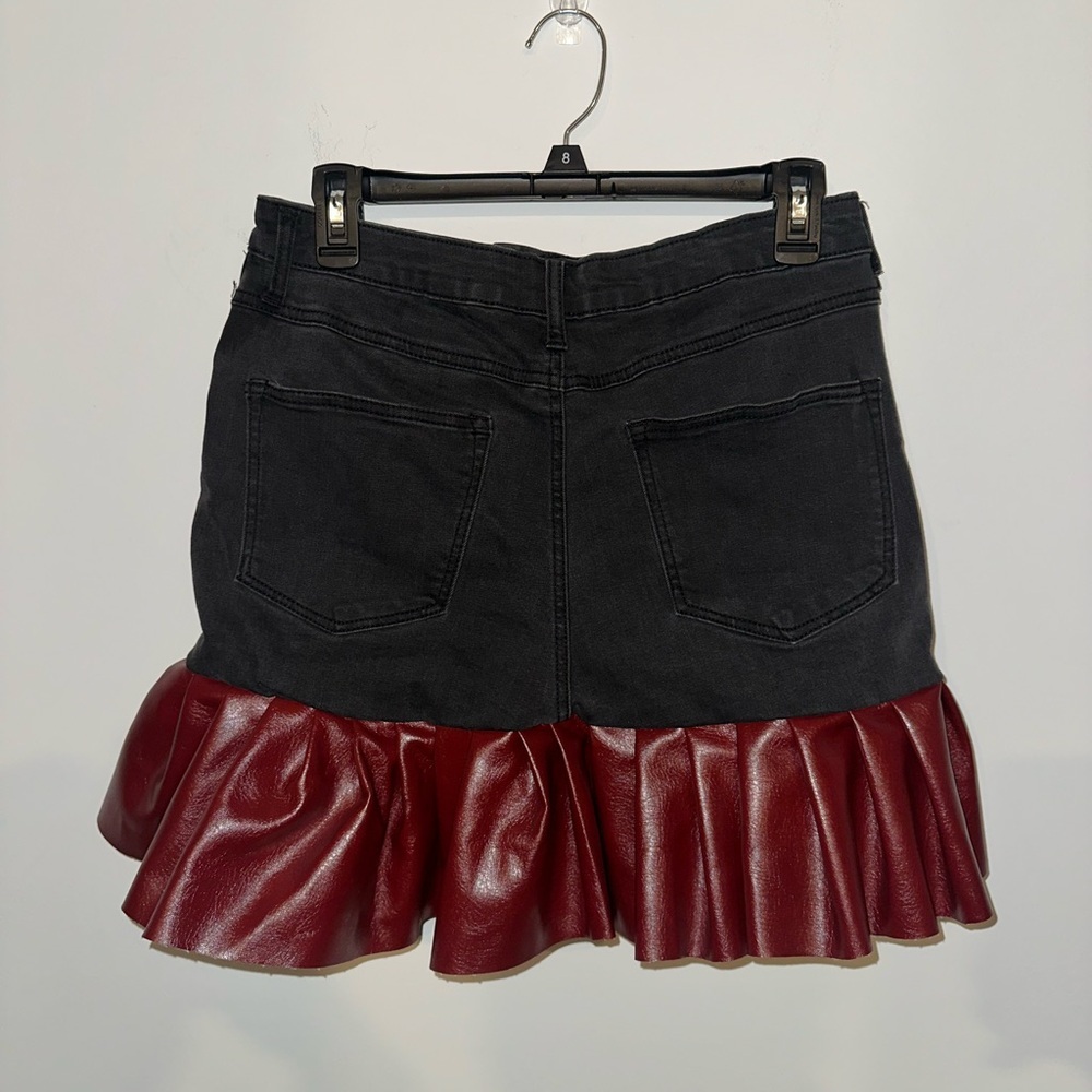 Ruffled Denim and Red Mini Skirt with Ruffles - Picture 5 of 6